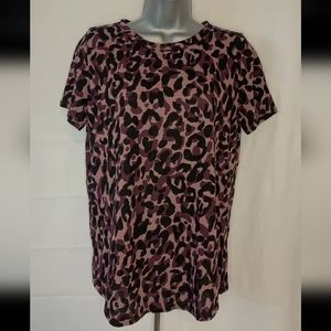 Victoria’s Secret PINK Purple & Black Leopard Short Sleeve T Shirt Womens Small
